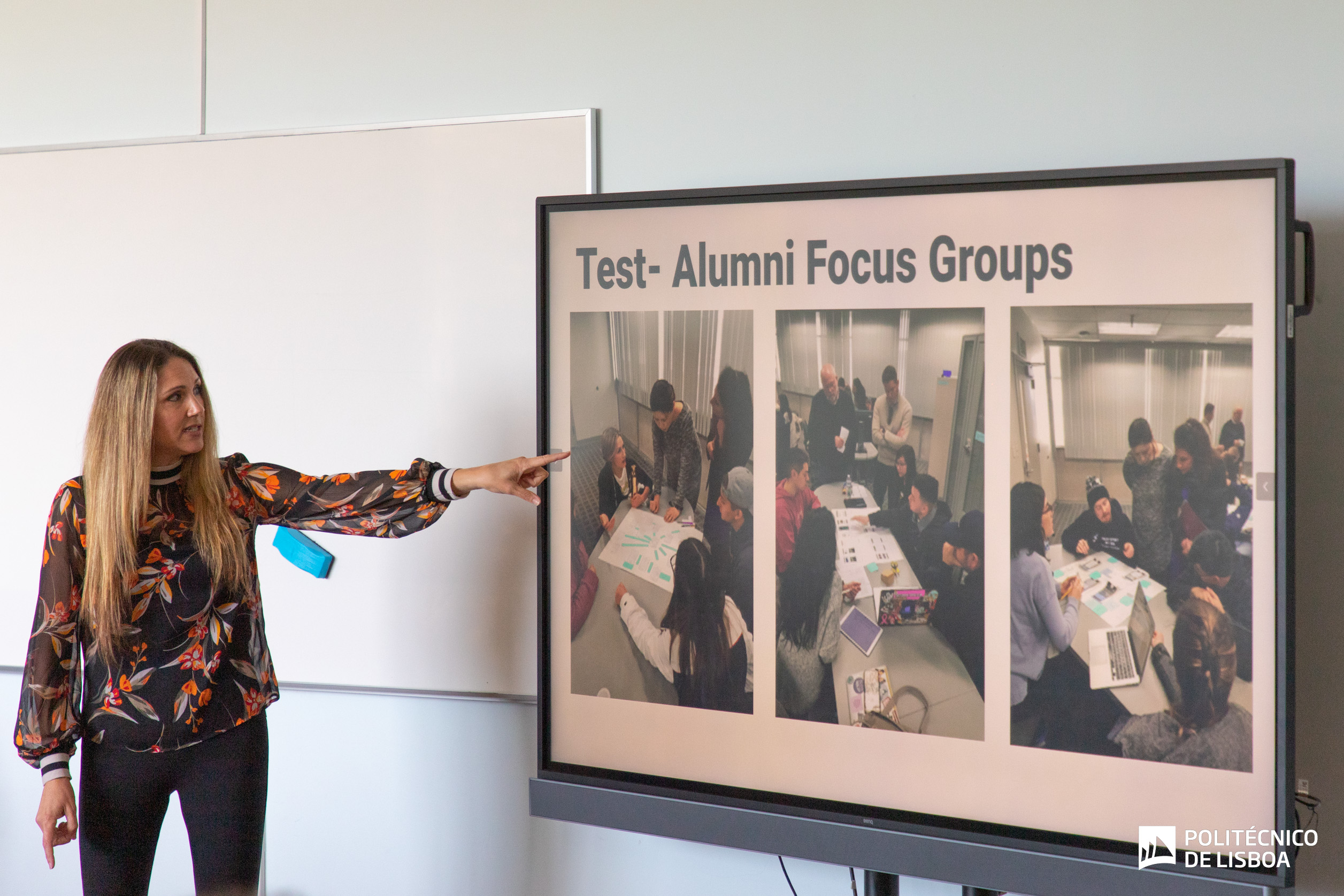 Kristen showing a test of alumni focus groups