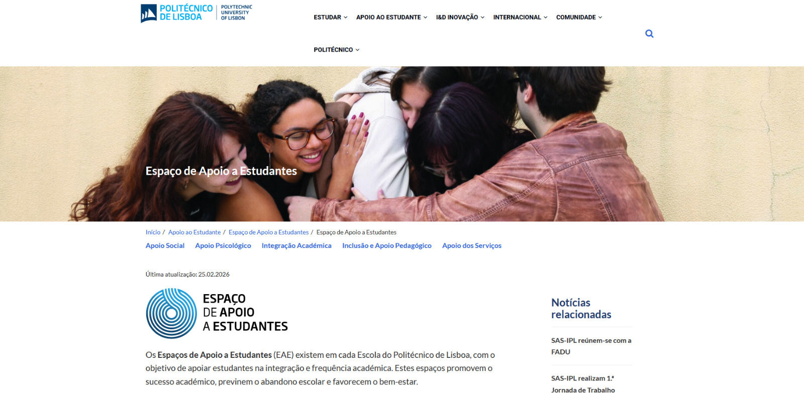 Site dos SAS-IPL passa a estar integrado no site do Politécnico de Lisboa
