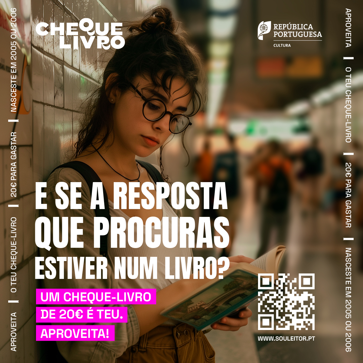 cartaz divulgação programa cheque-livro de 20 euros