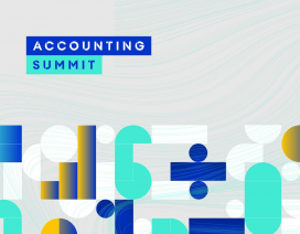 imagem com grafismos e informação de accounting summit 
