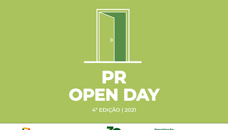 imagem verde-lima com texto: PR OPEN DAY