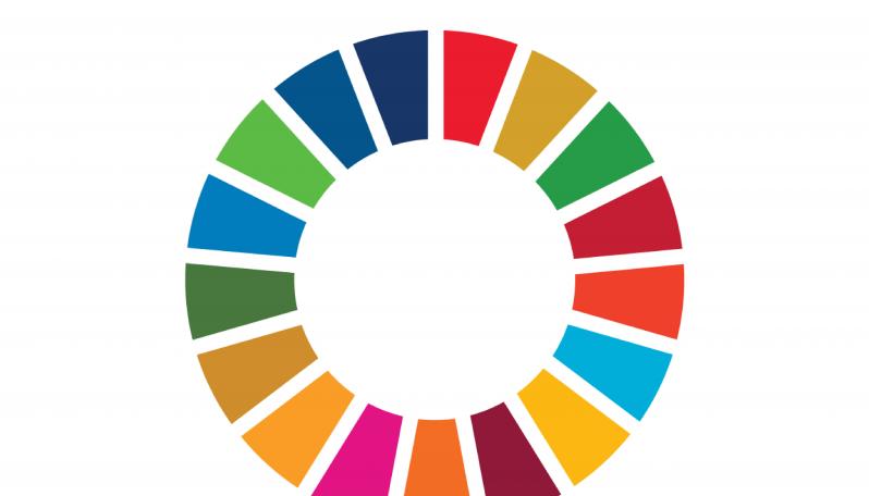círculo dividido em várias cores, logo representativo dos objetivos de desenvolvimento sustentável