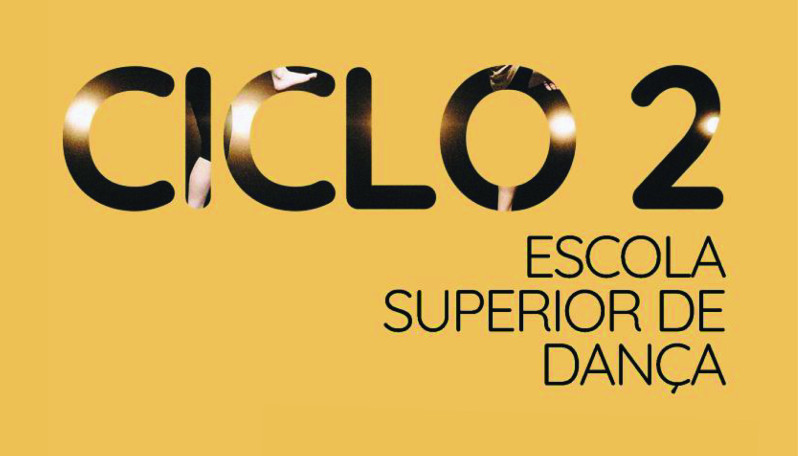 Texto "ciclo 2" em fundo amarelo da escola superior de dança