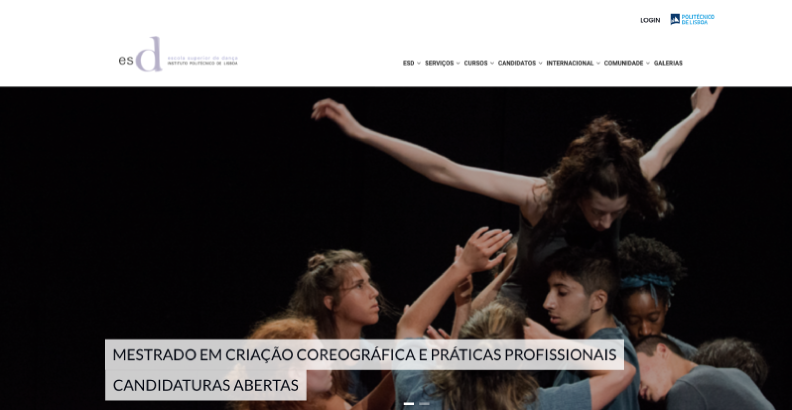 site da Escola Superior de Dança 