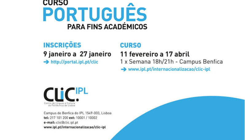  Inscrições para curso de Português para Fins Académicos