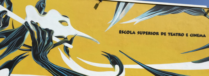 fotografia de pintura no muro da Escola Superior de Teatro e Cinema