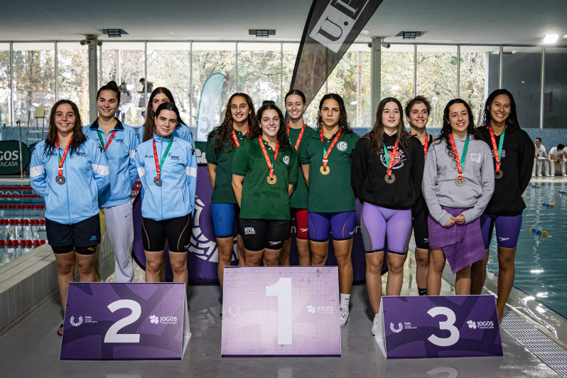 Podio de estafetas do Campeonato universitario