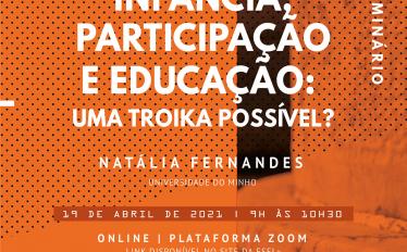 Imagem abstrata com filtro laranja com o texto: Seminario Infância, participação e educação