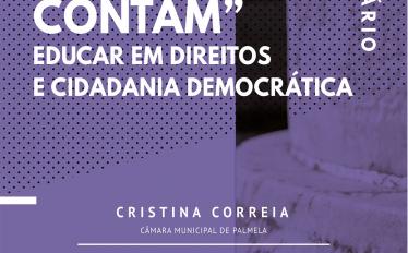 Cartaz com imagem abstrata e filtro roxo com a frase: Seminário "Vozes que contam"
