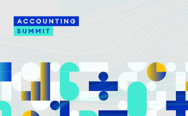 imagem com grafismos e informação de accounting summit 