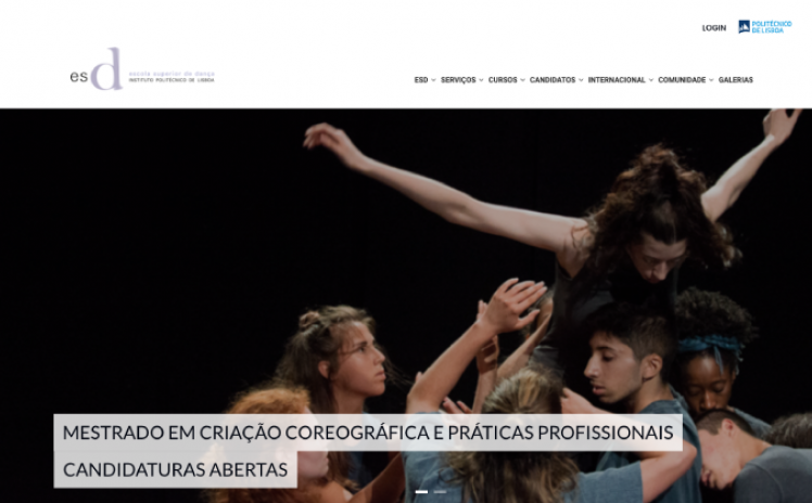 site da Escola Superior de Dança 